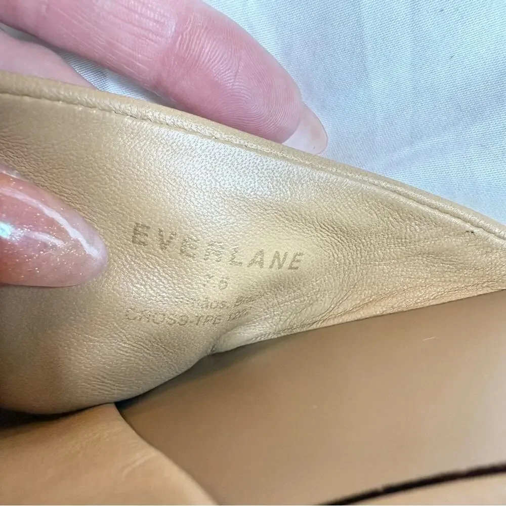 Everlane Day Crossover Sandals Leather Tan Flat Slide Size 7.5 New w/o Box - Picture 6 of 7
